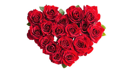 Heart Shaped Red Roses Bouquet on Transparent Background Symbolizing Affection and Beauty