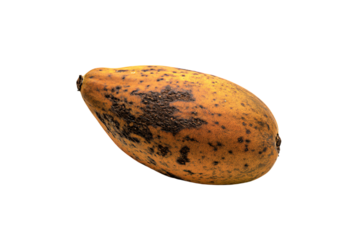 a ripe banana with black spots on it