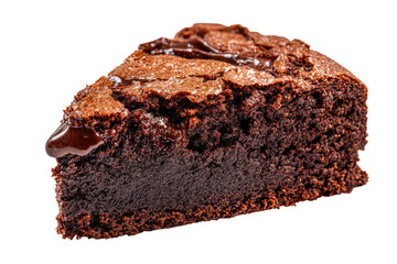 Indulgent Chocolate Brownie Slice with Dripping Sauce on Transparent Backdrop