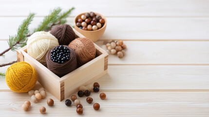 Organized Warm Brown Wooden Craft Supplies for Creative Projects