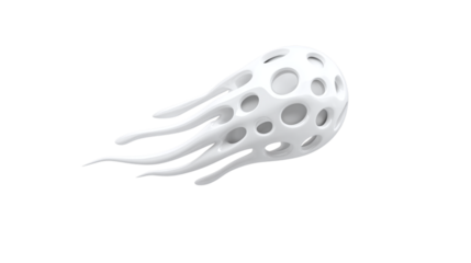 White comet icon in minimal cartoon 3D style. Isolated on transparent background 