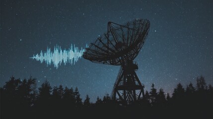 Radio telescope under starry night
