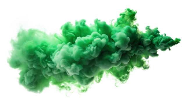 green smoke cloud isolated on white background PNG, AI GENERATED