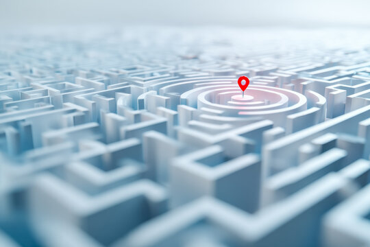 Digital navigation pinpoint in a complex maze