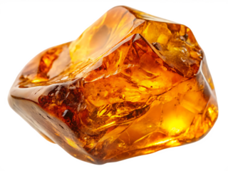   large piece of amber ultra realistic image isolated on white background PNG, AI GENERATED