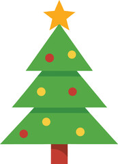 Obraz premium Decorated pine christmas tree icon with festive colors