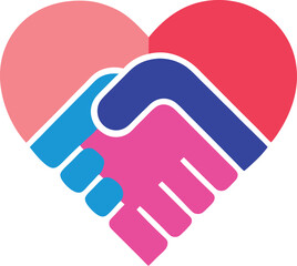 Handshake heart icon for unity and compassion