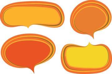 orange yellow bold painted outline colorful speech bubbles set