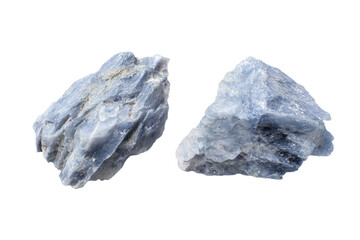 two large rocks are shown on a white surface