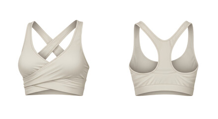 A stylish and comfortable sports bra design showcasing a modern cross-back style, ideal for fitness enthusiasts