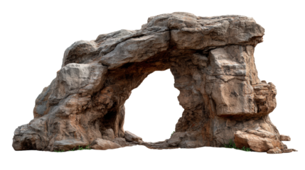 Monumental Rock Arch Formation A Natural Stone Gateway on Transparent Backdrop Scenery