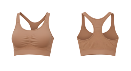 A stylish, seamless sports bra showcased from the front and back, ideal for activewear promotions and fitness apparel
