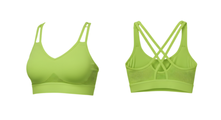 Bright green sports bra showcasing a stylish design with crisscross straps, ideal for fitness enthusiasts and active wear