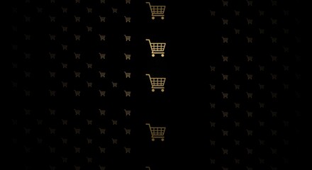 AI Generated Abstract Animation of Falling Shopping Cart Icons for E-commerce Concepts
