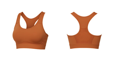 Stylish and comfortable sports bra in warm tones displayed on a plain background, ideal for fitness and activewear promotions
