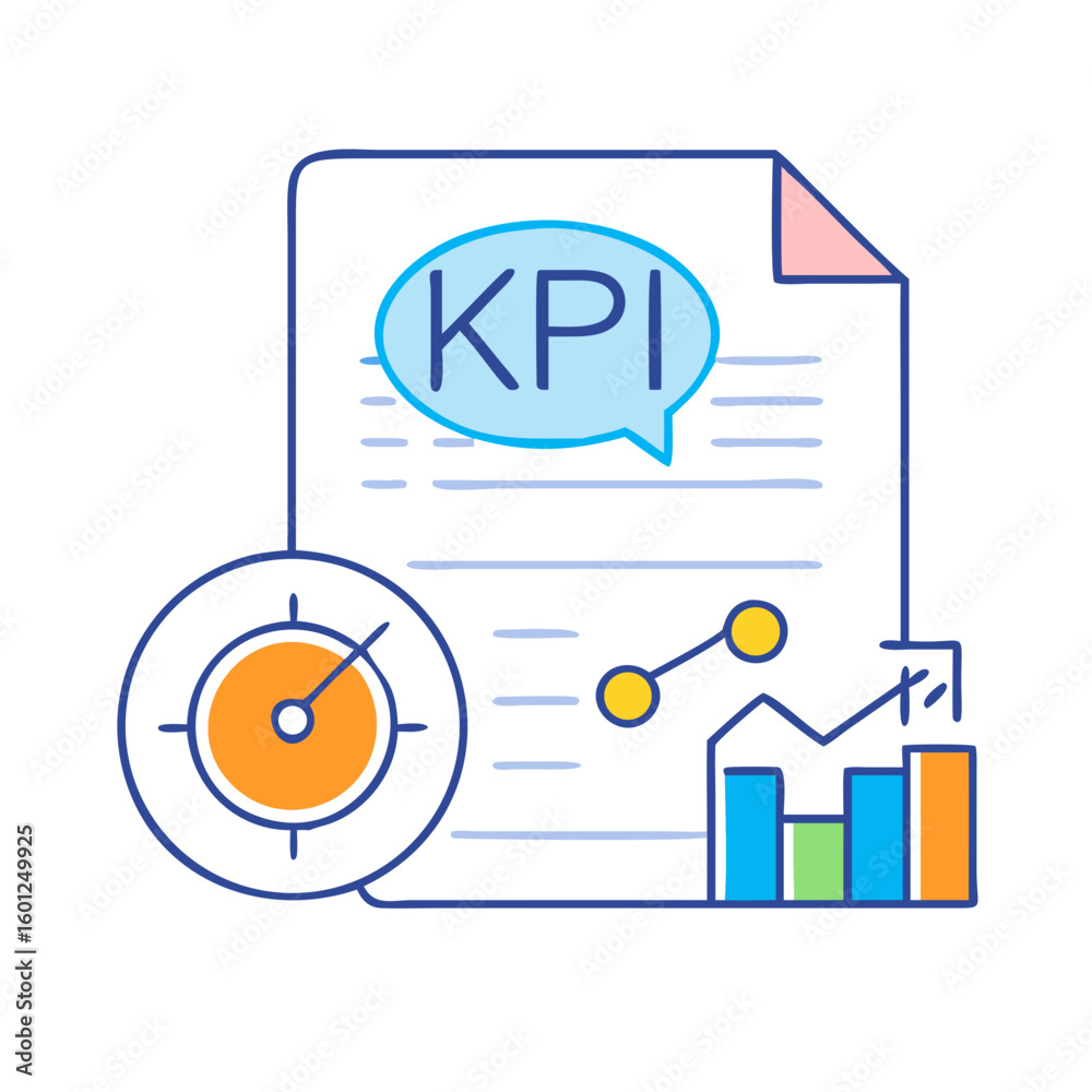 Poster kpi performance data with target metrics and chart analytics dashboard overview