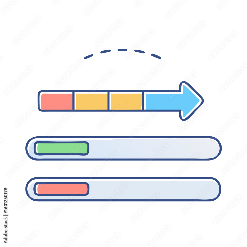 Aufkleber Graphical representation of process steps and progress indicators in a simple style