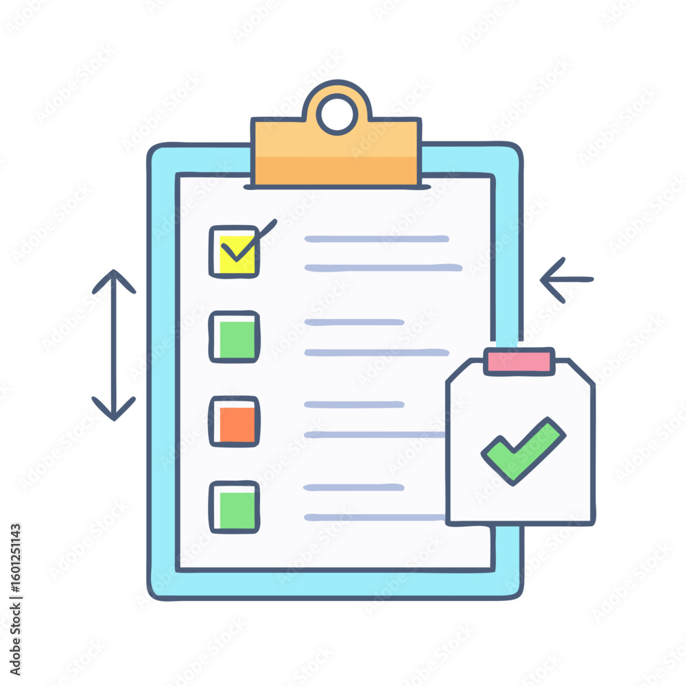 Aufkleber checklist with colorful boxes shows progress and actions needed for completion