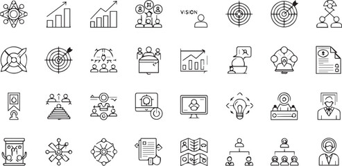 Editable Minimal Line Icons: Scalable Business, Planning, Innovation