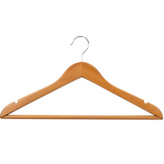 Wooden Clothes Hanger with Metal Hook Isolated on Transparent Background
