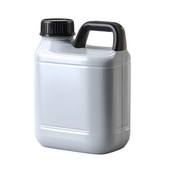White plastic container with black cap and handle isolated on transparent background