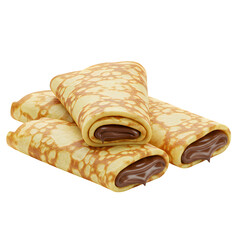 Delicious Chocolate-Filled Rolled Crepes Isolated on Transparent Background