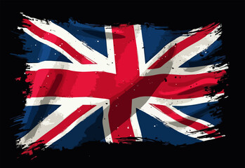 Vector design with decorative drawing of 
torn national United Kingdom flag is fluttering in wind.  Fashion england t-shirt print. British pattern 
for textiles, fabric, clothing.