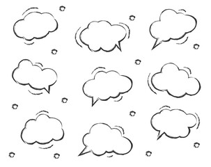 Speech Bubble set. Talk bubble. Blank empty vector white speech bubbles. Speak bubble text, cartoon chatting box, message box. Cartoon balloon word design