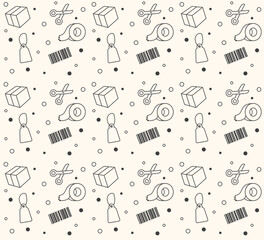 Black line Delivery cargo truck vehicle icon isolated seamless pattern on white background. Vector Illustration