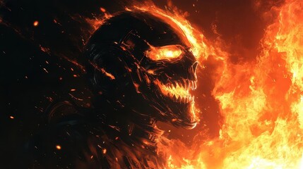 Fiery Skull Digital Art