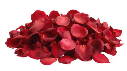 Naklejka premium Pile of Deep Red Rose Petals on Transparent Background for Floral Designs and Decorations
