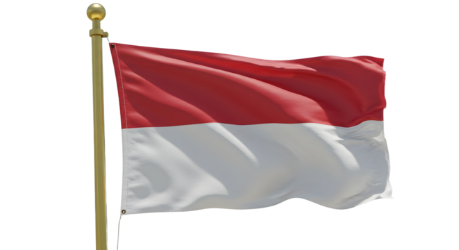 A vibrant depiction of the Indonesian flag waving in the breeze, symbolizing national pride against a clear sky
