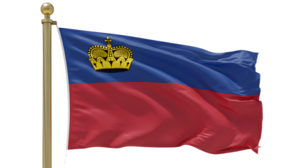 A vibrant flag of a European principality, fluttering against a clear sky, symbolizing national pride and identity