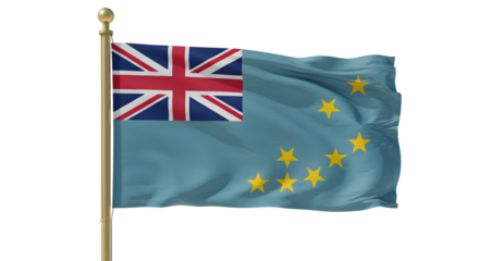 A vibrant flag of the British Overseas Territory, featuring a blue background with a Union Jack and stars, waving in the wind
