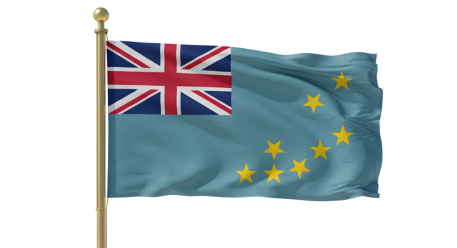 A vibrant flag of the British Overseas Territory, featuring a blue background with a Union Jack and stars, waving in the wind