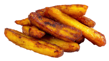 Pile of Fried Plantains Isolated on Transparent Background Delicious Caribbean Cuisine