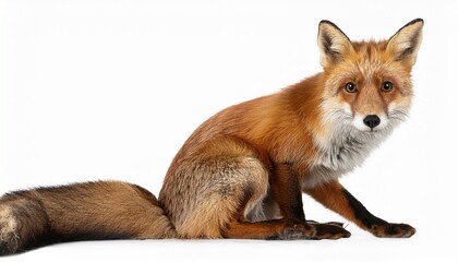 red fox sitting transparent background isolated wildlife animal portrait nature furry on transparent background