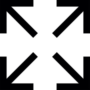 bold, black geometric symbol composed of four large arrows pointing outward toward each corner of the square canvas 