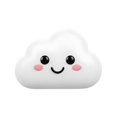 Adorable cartoon cloud character smiling sweetly brings a cheerful, playful vibe ideal for children's content or whimsical designs that need some joy