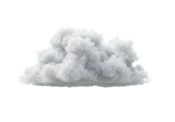 Ultra-realistic, fluffy cumulus cloud with highly detailed texture, airy, voluminous structure, crisp contours, and well-defined boundaries, isolated against a transparent background with soft,