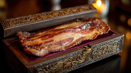 Crispy bacon in ornate box