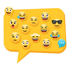 Obraz premium Collection of Diverse Emoji Faces in a Speech Bubble.