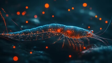 Detailed view of a luminous shrimp