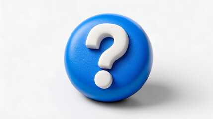 Question Mark Icon: A vibrant blue sphere bearing a pristine white question mark, symbolizing query, curiosity, and seeking answers. A simple yet compelling image.