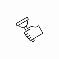 hand holding plunger icon sign vector