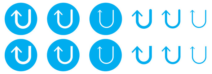 set of red u turn arrow symbol vector illustration.