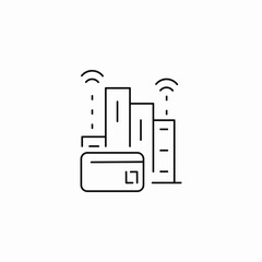 credit card buildings wireless icon sign vector
