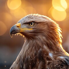 Obraz premium Majestic Eagle Portrait in Golden Light
