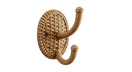 A beautifully woven bamboo wall hook designed for hanging items, set against a clean background emphasizing its craftsmanship