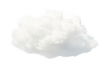 A fluffy white cloud formation isolated on transparent background for design elements